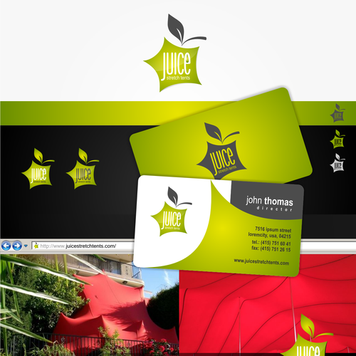 Tent design with the title ' Juice Stretch Tents '