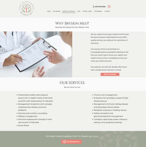 Medical website with the title 'Website design for a medical practice '