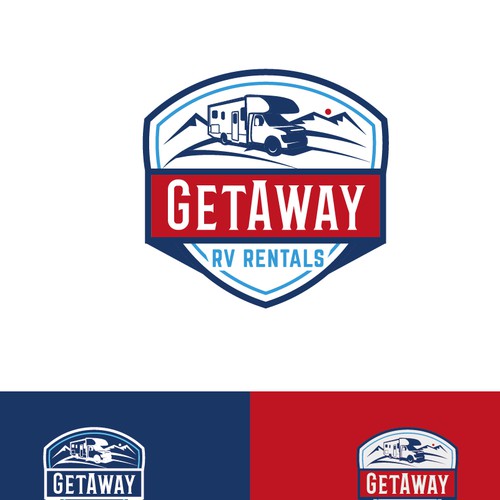 RV logo with the title 'Vintage badge logo for Rv rentals'