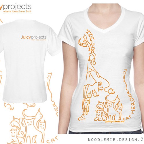 Cat t-shirt with the title 'Juicy t-shirt design needed'