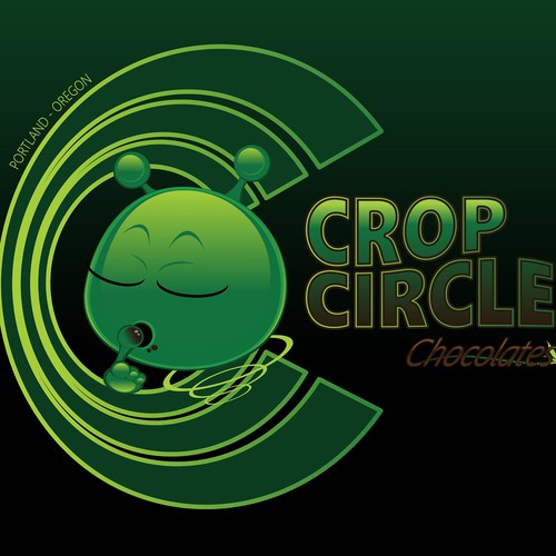 Alien logo with the title '"CropCircle" HighEndHash Chocolates'