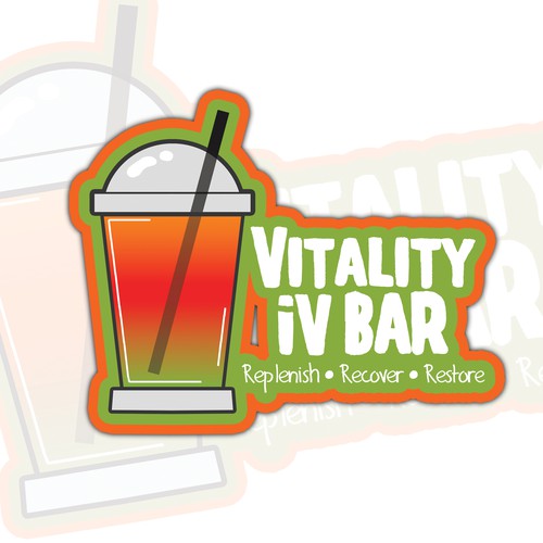 Vitamin logo with the title ' HEALTHY AND FRESH FRUIT DRINKS'