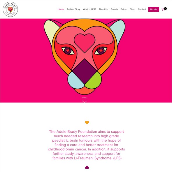 Nonprofit website with the title 'Addie Brady Foundation - Nonprofit'