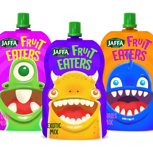 Cute packaging with the title 'Packaging concept for a fruit drink for kids'