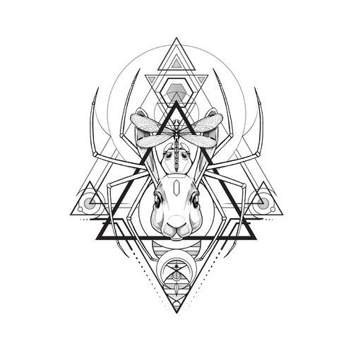 Spider design with the title 'Rabbit, Spider and Dragonfly Tattoo'