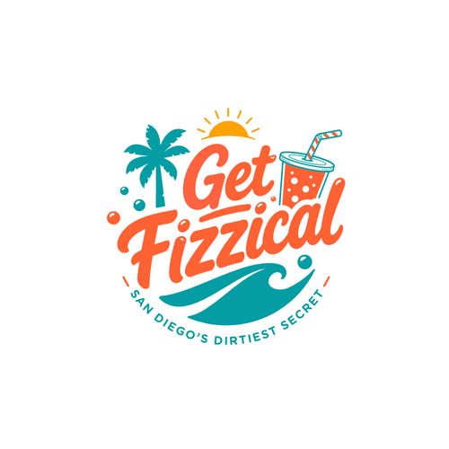 Tropical island logo with the title 'Playfull Drink Logo'