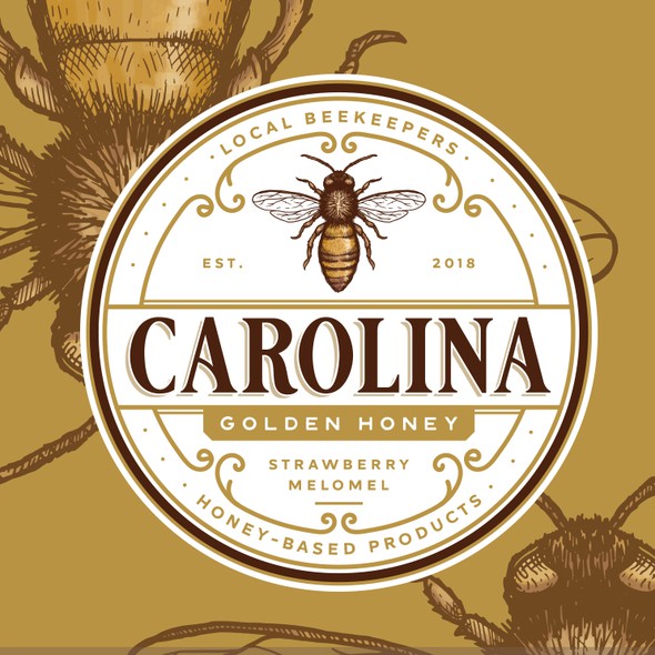 Honey bee logo with the title 'Carolina Golden Honey'