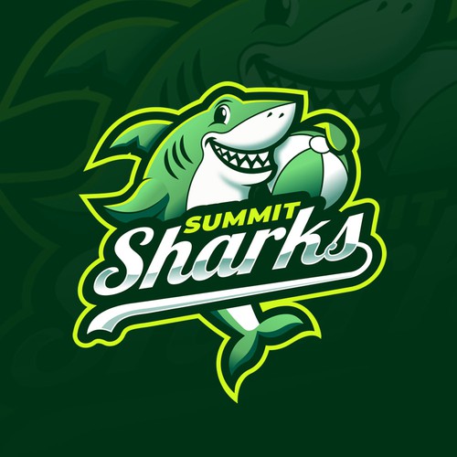 Volleyball logo with the title 'Shark Beach Volleyball'