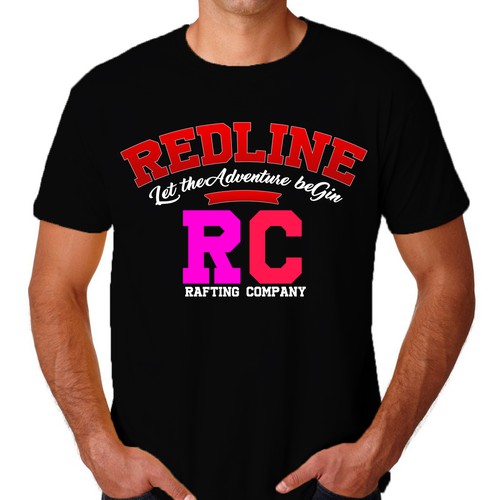 Red t-shirt with the title 'Redline Rafting Company Design #2'