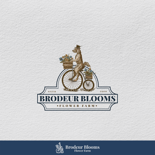 Whimsical brand with the title 'classic vintage logo Brodeur Blooms'