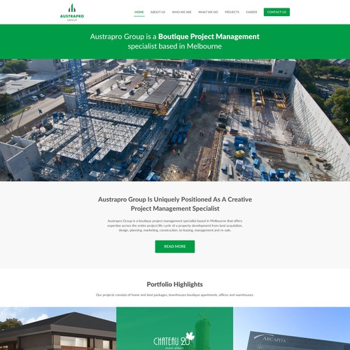 Construction website with the title 'Construction Company website design'