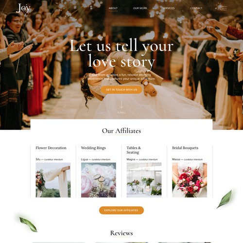 Wedding photography design with the title 'Wedding Photography & Video webpage'