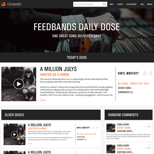 Bootstrap website with the title 'Feedbands Website Facelift'