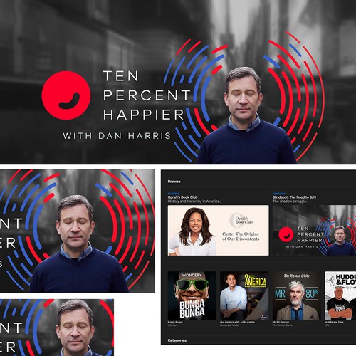 Podcast cover artwork with the title '10% Happier Podcast Promotional Artwork'