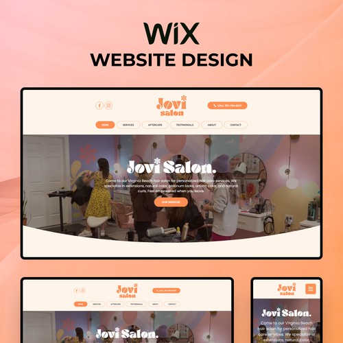 Beauty website with the title 'WIX website design for Jovi Salon in Virginia Beach, USA'