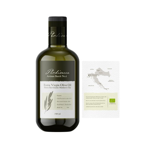 Olive oil label with the title 'Extra Virgin Olive Oil'