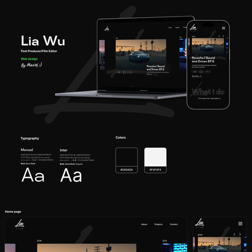Portfolio website with the title 'Web Design Portfolio for Post-Producer/Film Editor'
