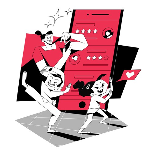 Animated illustration with the title 'web illustration'