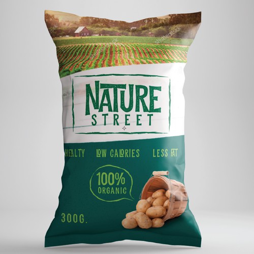 Bag logo with the title 'Nature Street chips'