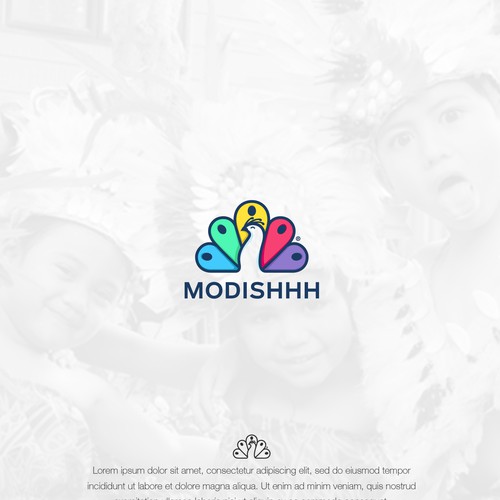 Peacock design with the title 'Proposed logo for Modishhh'