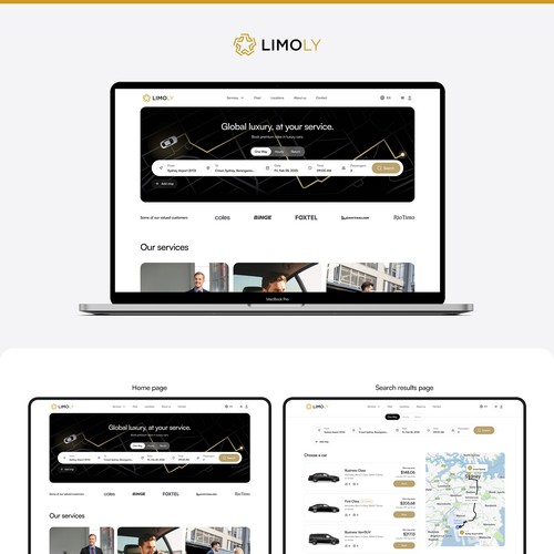 Rental website with the title 'Limoly - Chauffeur Website Design'
