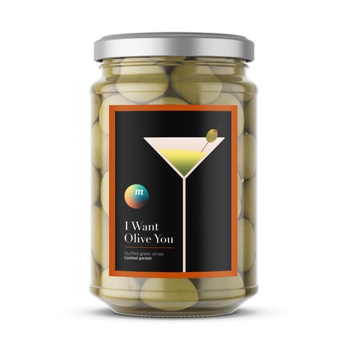 Olive oil label with the title 'STUFFED GREEN OLIVES '