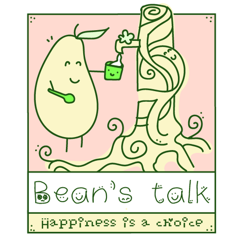 Happiness logo with the title 'Bean's talk (beancurd dessert) happy!'