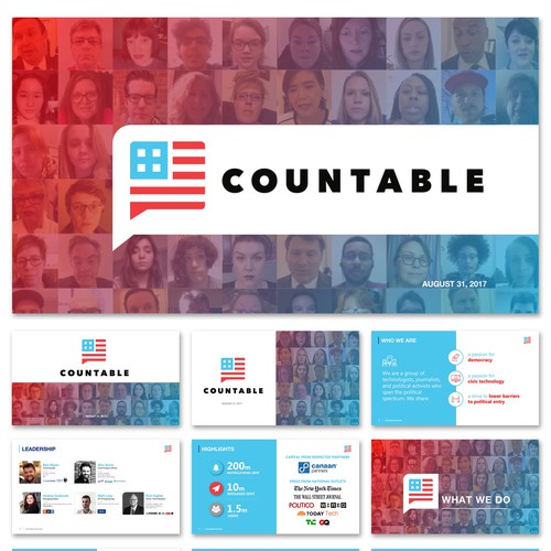 Political design with the title 'Redesigning a High Profile PowerPoint for Countable'