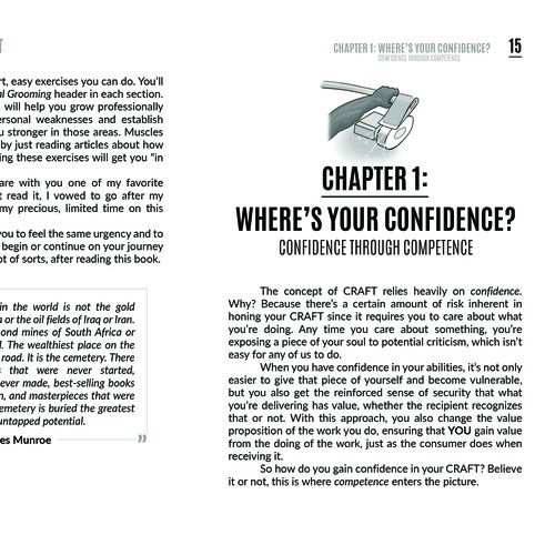 Typographic design with the title 'Interior Book Design for Hone Your Craft'