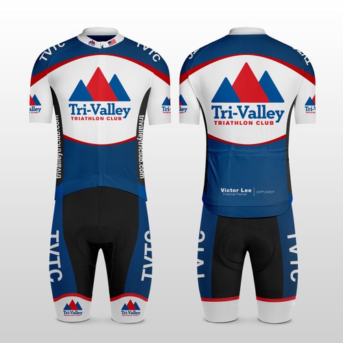 Suit design with the title 'Tri-Valley Triathlon Club - Cycling Kit'