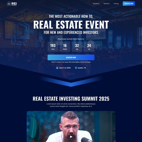 Landing page website with the title 'Event Registration Landing Page Design'