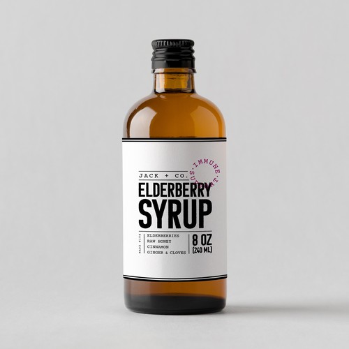 Typography label with the title 'Minimal label design for syrup'