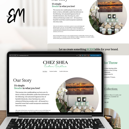 Calm design with the title 'Calm, Beachy Candle Creator Site'