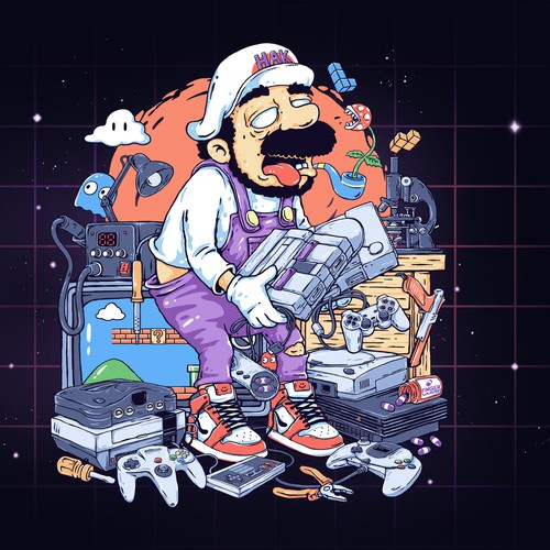 Funny artwork with the title 'Retro Game Inspired illustration'