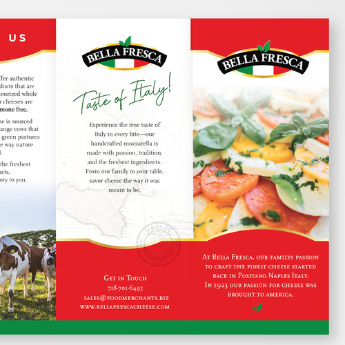 Diary design with the title 'Italian Cheese Company Brochure'