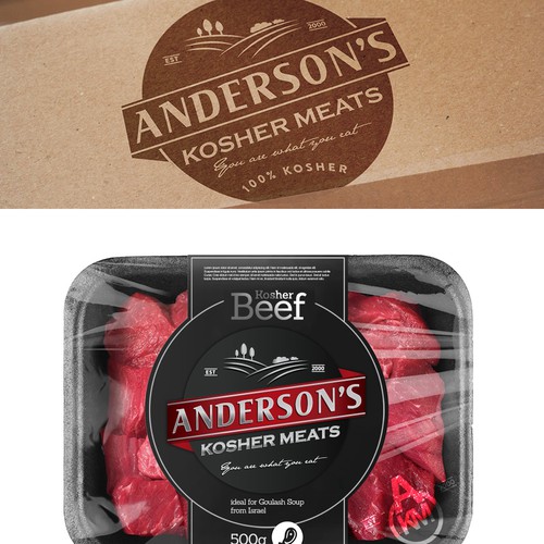 Farm design with the title 'Logo and Website for Anderson's Kosher Meats'