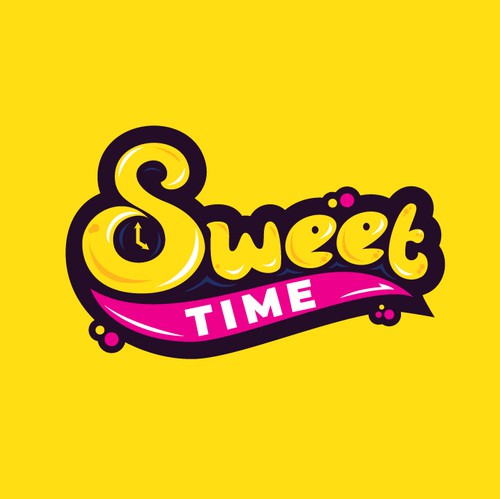 Clock logo with the title 'sweet time logo'