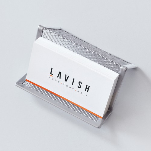 White and orange design with the title 'Business Card Design for Lavish'