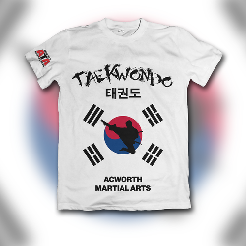 Martial arts t-shirt with the title 'Flashy Taekwondo School Shirt'