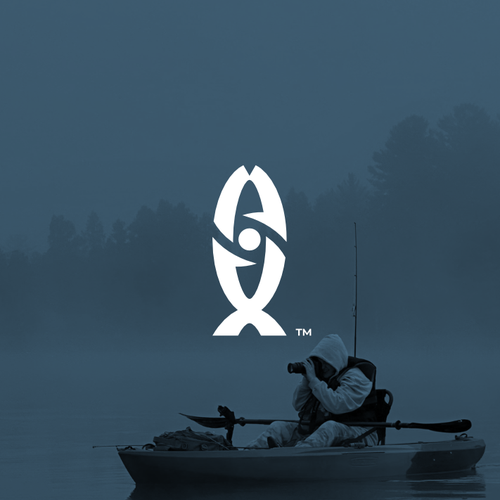Fishing hook logo with the title 'EcoFishingShop Logo Design'