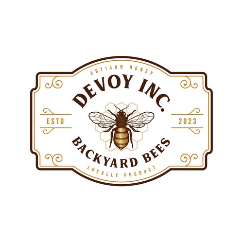 Honeycomb design with the title 'DeVoy Inc. Backyard Bees'
