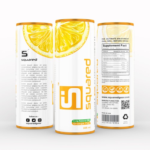 Orange packaging with the title 'Slim canister packaging label'