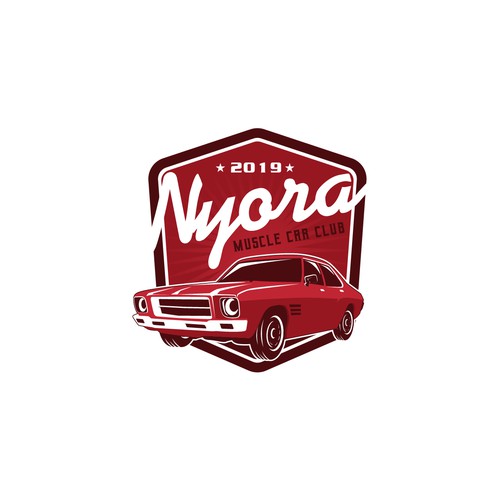 Muscle car logo with the title 'Nyora muscle car club'