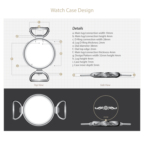 Case design with the title 'Edgy Retail Fashion Accessory Line Needs Your Help-Watch Casing Design'