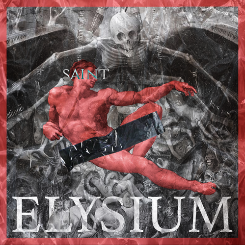 Metal band design with the title 'Saint Music Elysium Album Cover'