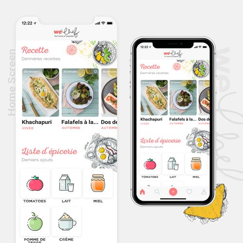 Recipe design with the title 'App Concept for Cooking Book'