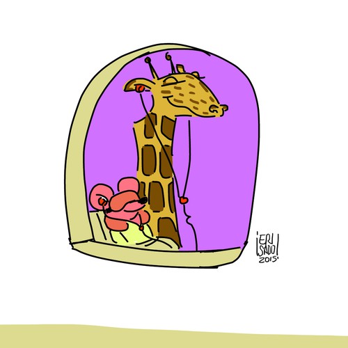 Mouse illustration with the title 'In the plane'