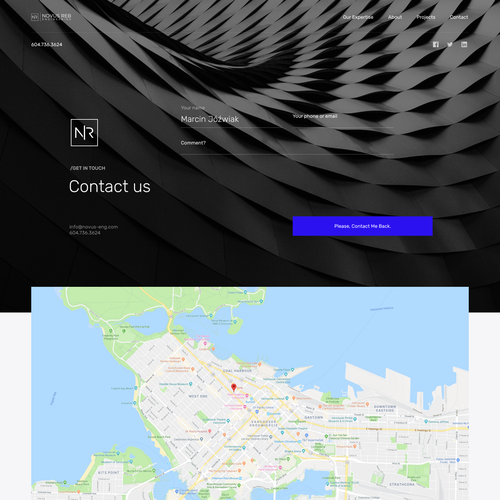 Architecture website with the title 'NR - construction/architecture'