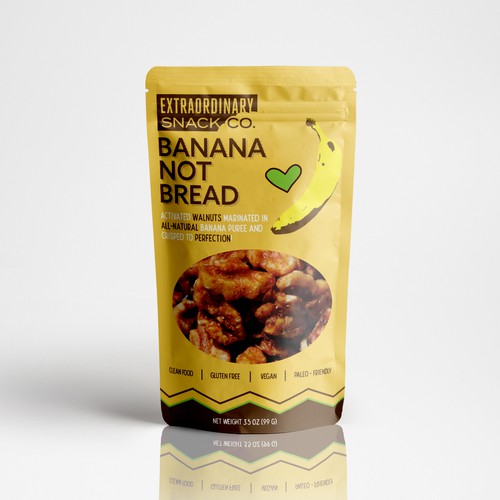 Stand-up pouch packaging with the title 'Packaging for sprouted snacks'