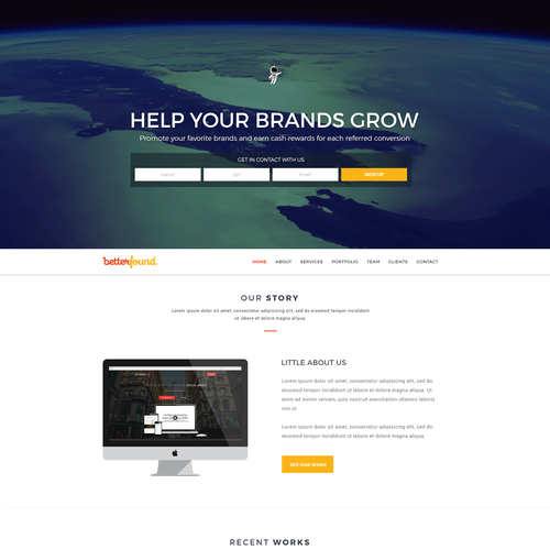 Yellow and orange design with the title 'Early Invite Sign-up page'